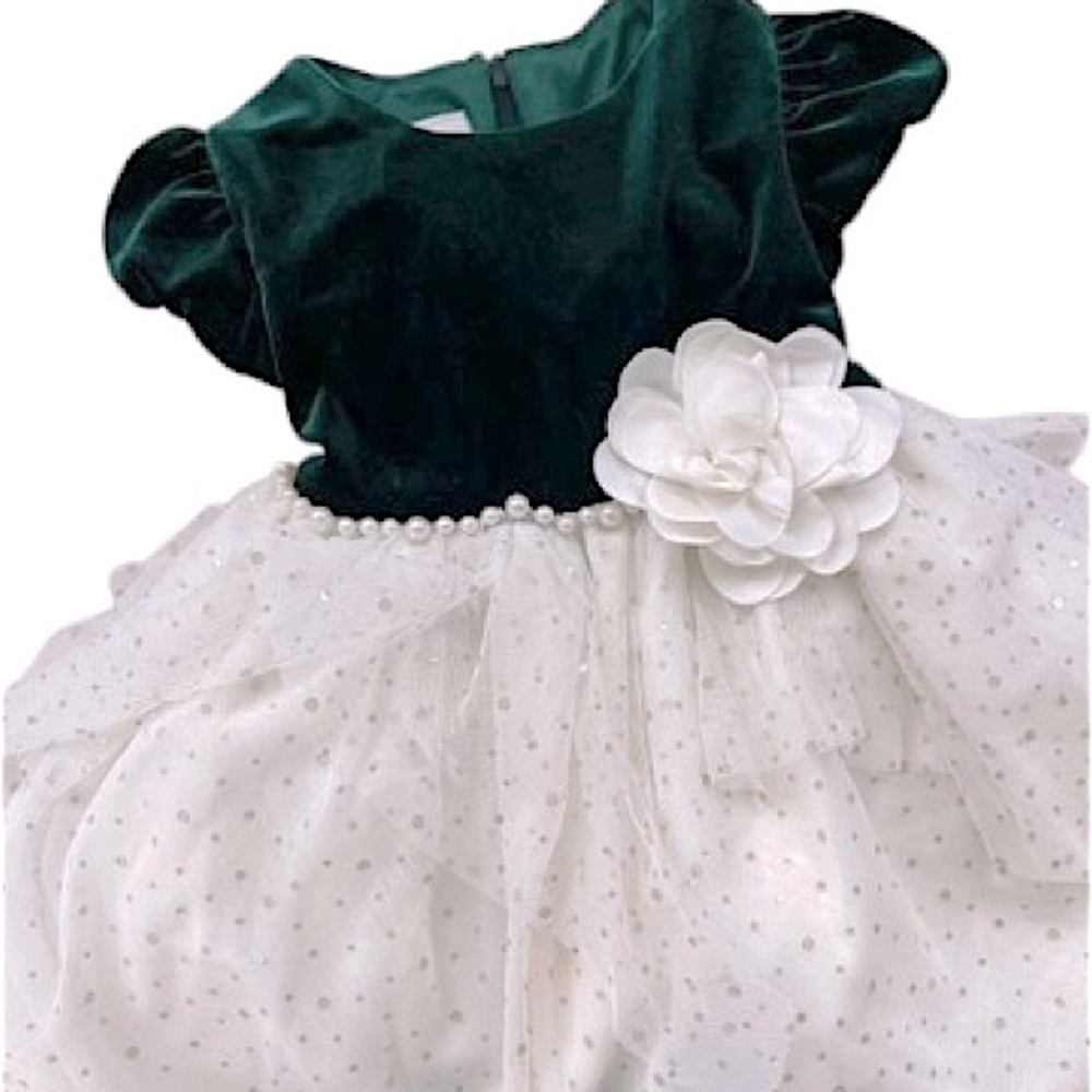 Bonnie Baby size 18 months dress with soft emerald bodice and cream bottom